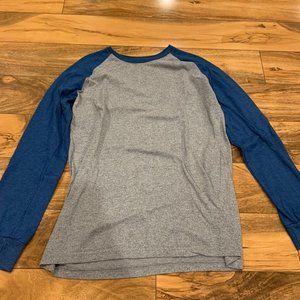 Grey and Blue Long Sleeves T-shirt